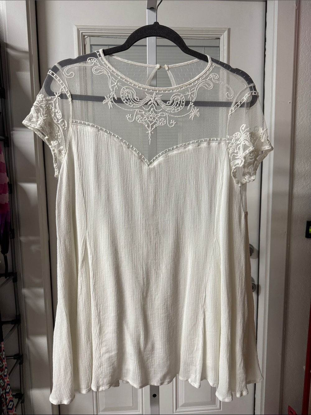 Vivid Importers White Lace Overlay Top